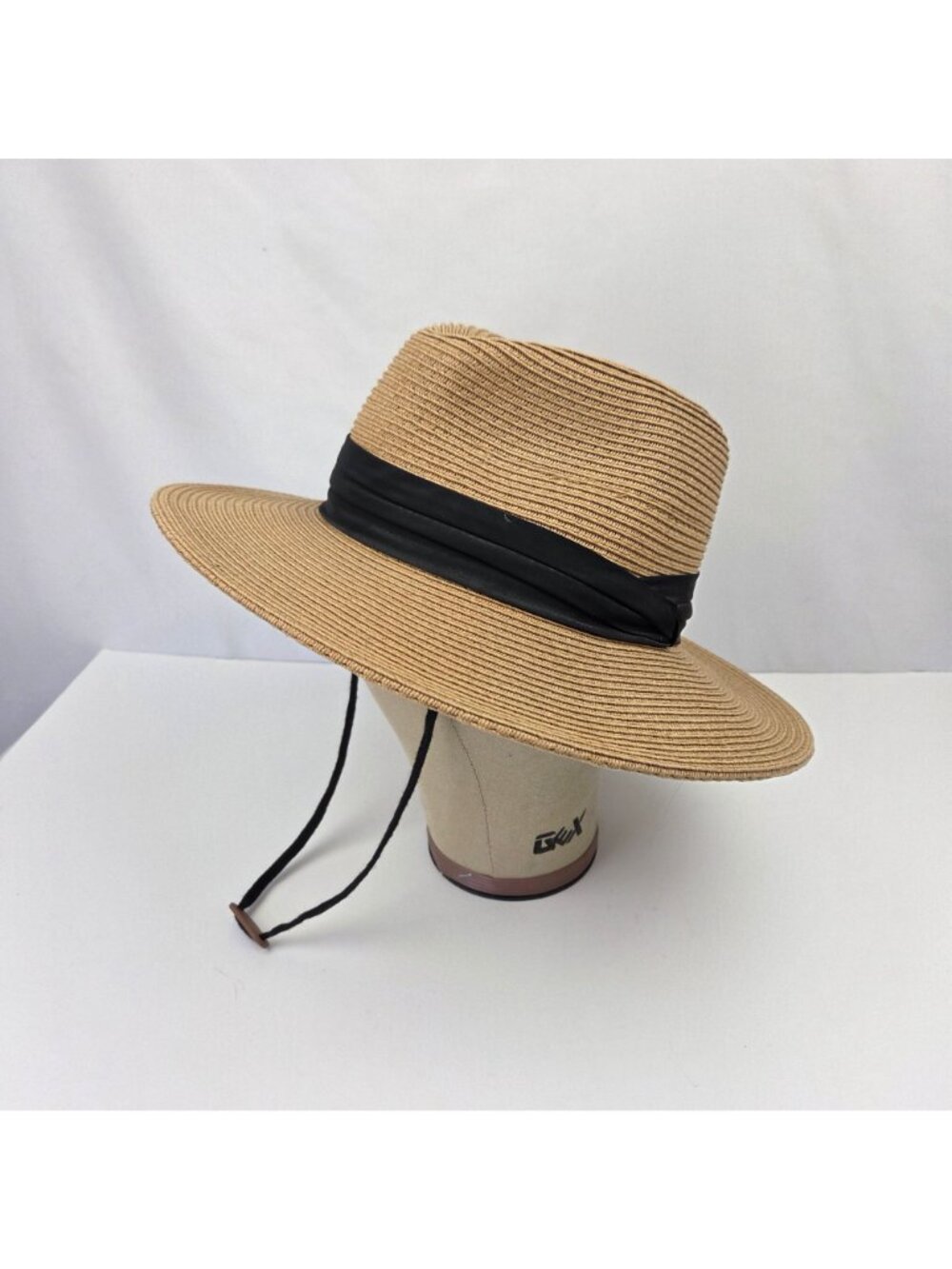 Furtalk Straw Panama Hat With Black Band & Adjustable Chin Strap & Head Band M/L - Picture 3 of 14